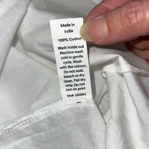 ADDISON BAY ISLE DRESS 100% Poplin Cotton White Blue Pipping Drop Waist Midi Sma - Picture 9 of 11